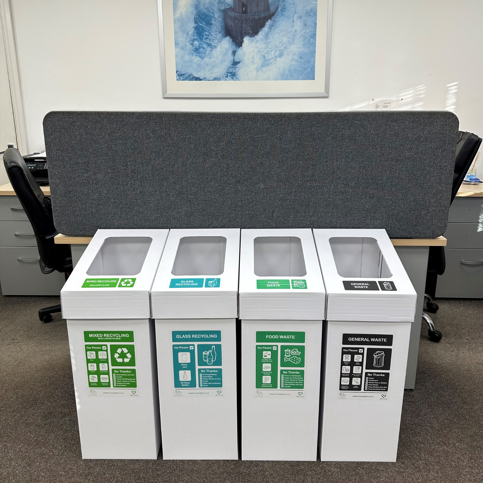 Correx® Large Recycling Bin (Set of 4 Bins)